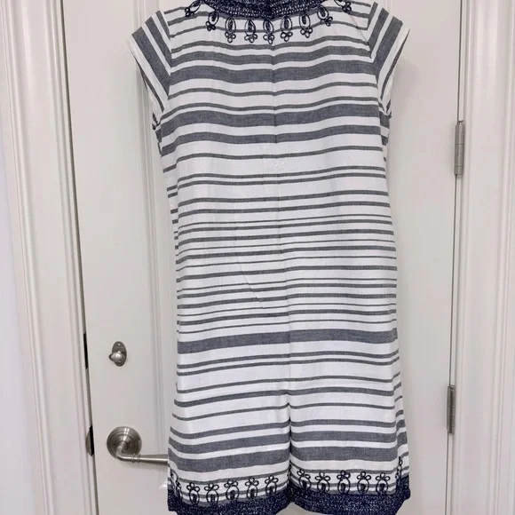 Calypso St. Barth Ro Striped Navy and White Embroidered Tunic Dress XS - Picture 7 of 8